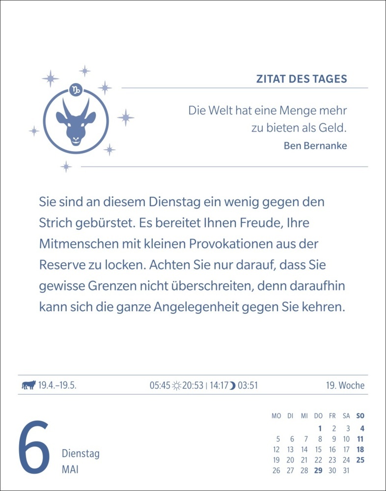 Bild: 9783840033643 | Steinbock Sternzeichenkalender 2025 - Tagesabreißkalender - Ihr...