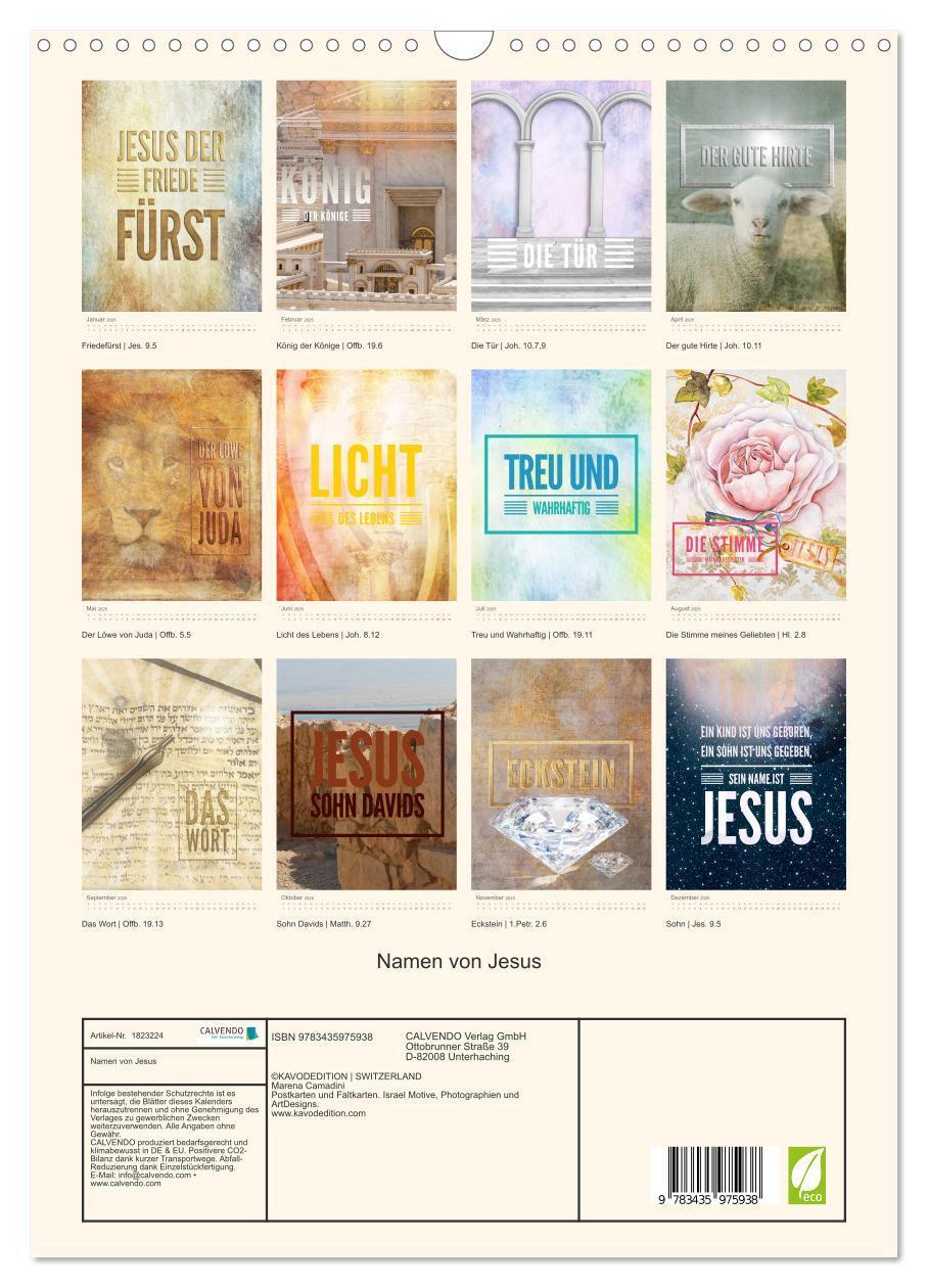 Bild: 9783435975938 | Namen von Jesus (Wandkalender 2025 DIN A3 hoch), CALVENDO...