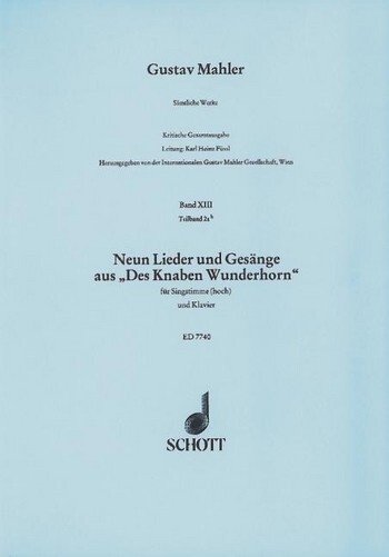 Cover: 9790001080583 | Samtliche Werke Band XIII, 2ah | 9 Lieder und Gesange | Gustav Mahler