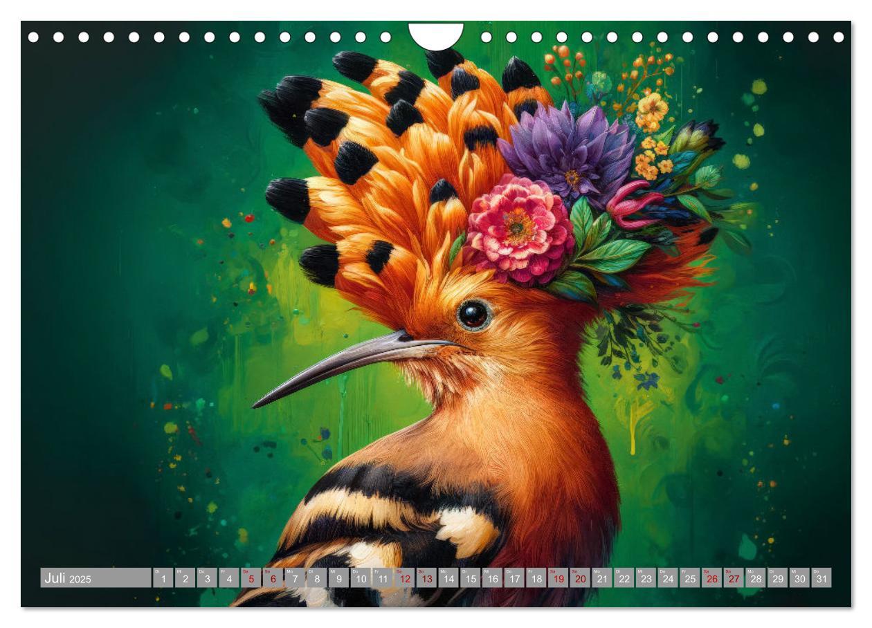 Bild: 9783457138687 | Blumige Vogelporträts (Wandkalender 2025 DIN A4 quer), CALVENDO...