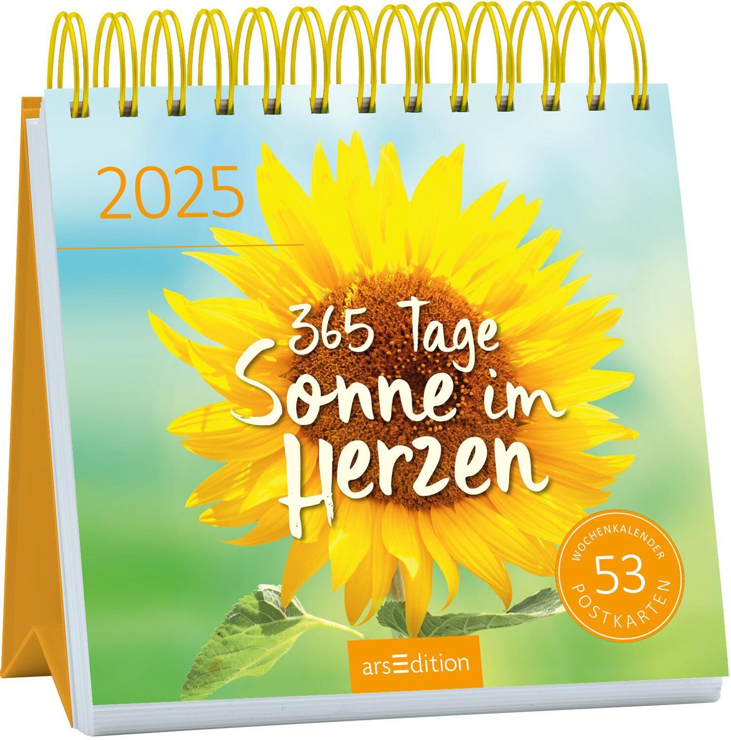 Cover: 4014489132752 | Postkartenkalender 365 Tage Sonne im Herzen 2025 | Kalender | 108 S.