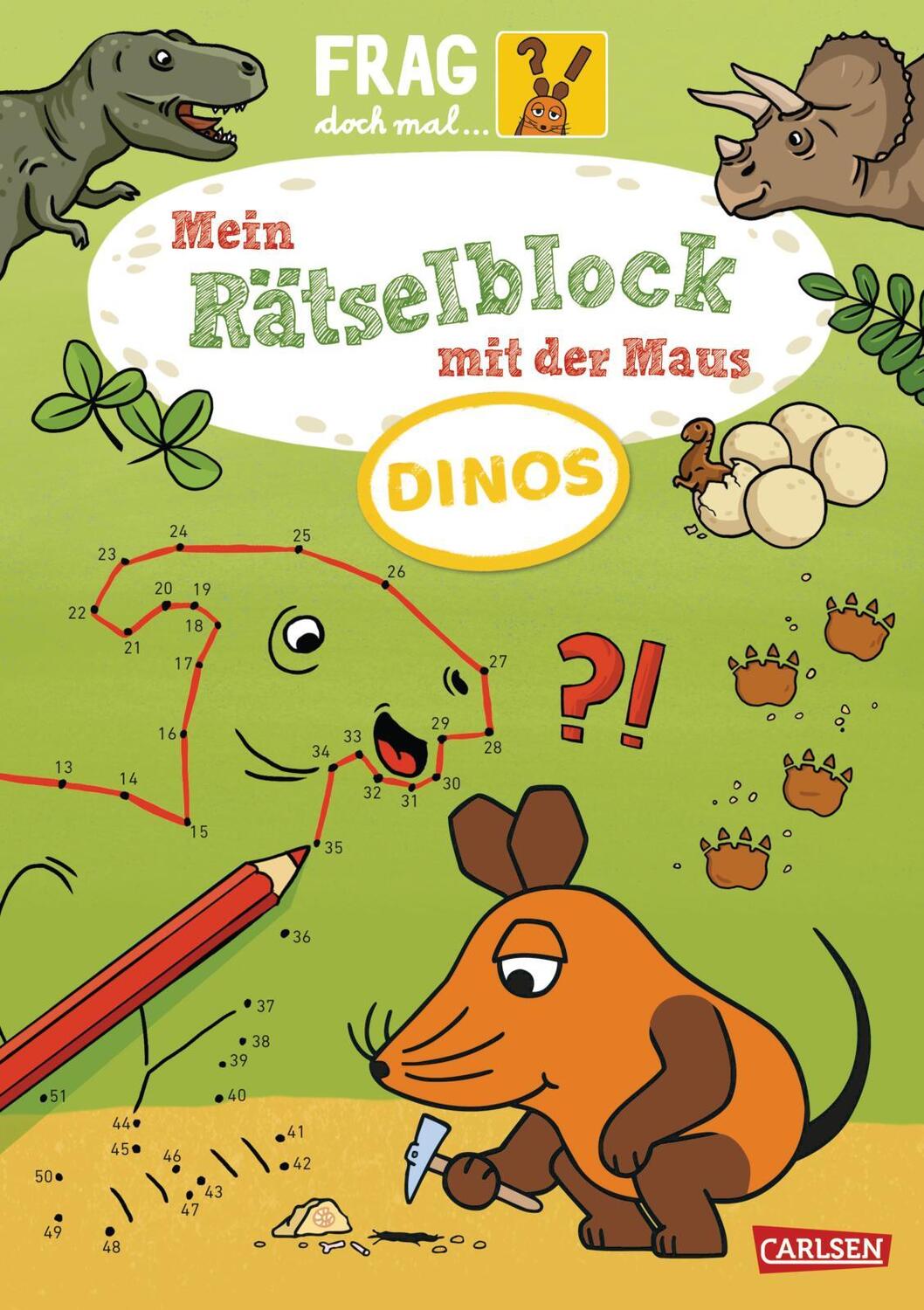 Cover: 9783551253699 | Frag doch mal ... die Maus: Mein Rätselblock mit der Maus - Dinos