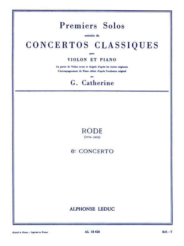 Cover: 9790046184260 | Premiers Solos Concertos Classiques | Concerto no. 6 (Rode) | Rode