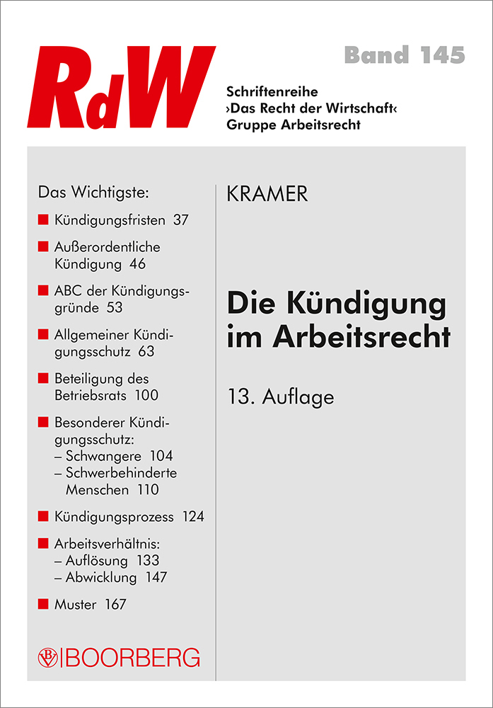 Cover: 9783415067257 | Die Kündigung im Arbeitsrecht | Karin Kramer | Buch | 176 S. | Deutsch