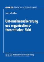 Cover: 9783824463497 | Unternehmensberatung aus organisationstheoretischer Sicht | Schrädler