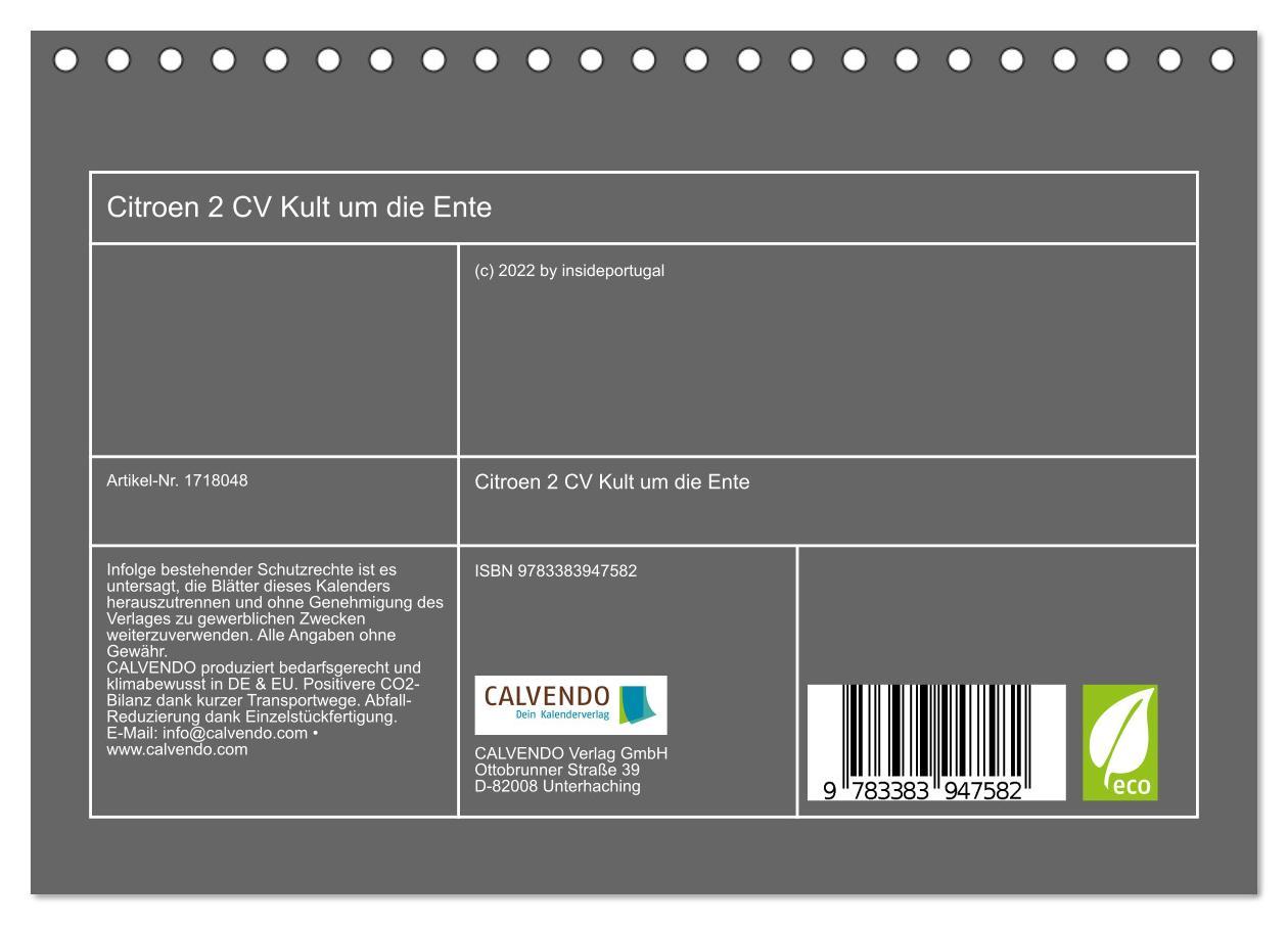 Bild: 9783383947582 | Citroen 2 CV Kult um die Ente (Tischkalender 2025 DIN A5 quer),...