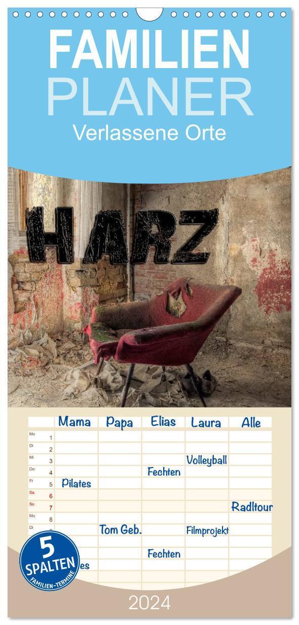 Cover: 9783383109027 | Familienplaner 2024 - Verlassene Orte im Harz mit 5 Spalten...