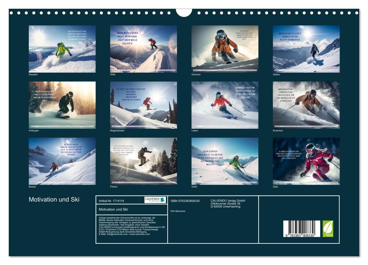 Bild: 9783383908330 | Motivation und Ski (Wandkalender 2025 DIN A3 quer), CALVENDO...