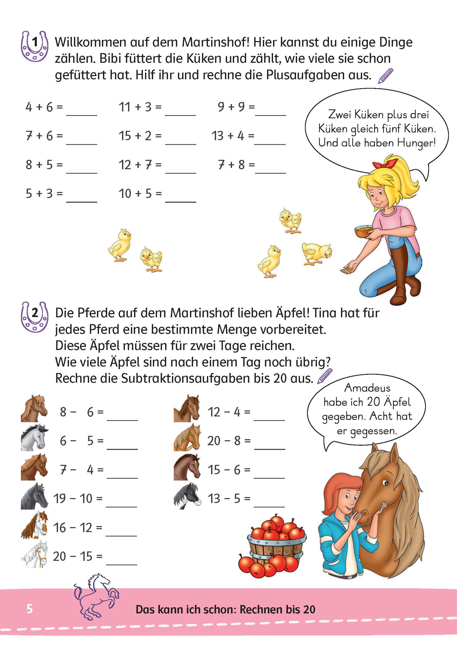 Bild: 9783129498064 | Bibi &amp; Tina: Mein Lernrätsel-Block Mathematik für die 2. Klasse | Buch