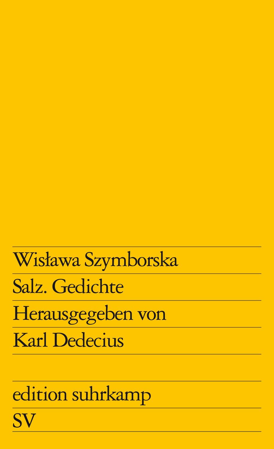Cover: 9783518106006 | Salz | Gedichte | Wislawa Szymborska | Taschenbuch | edition suhrkamp
