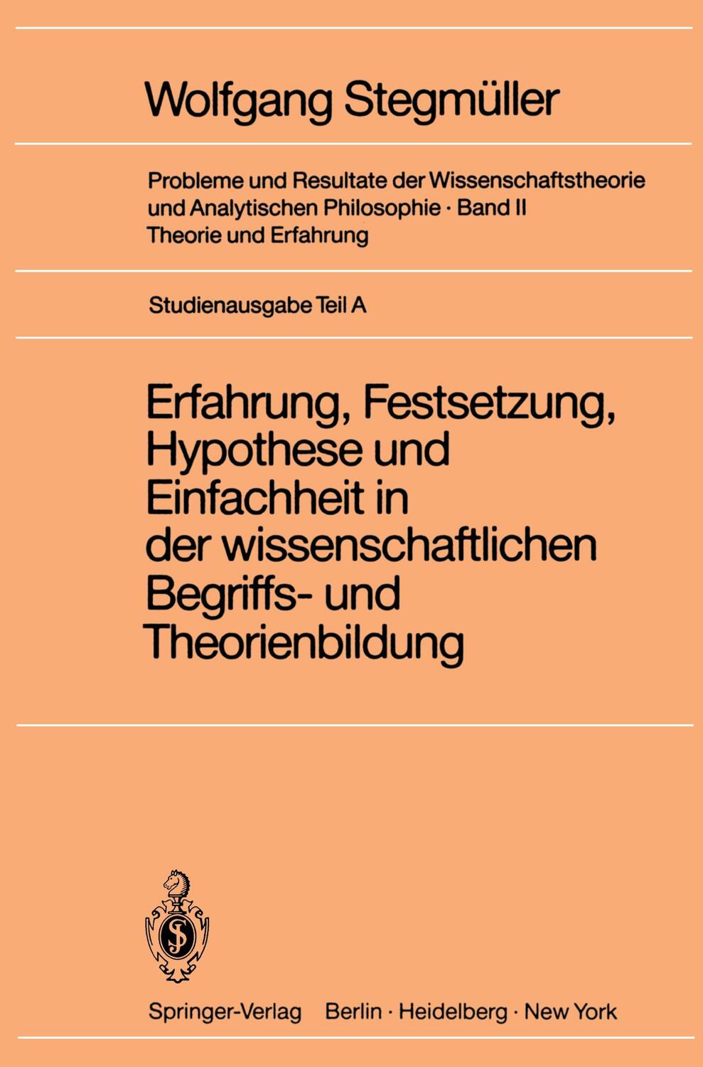 Cover: 9783540050193 | Erfahrung, Festsetzung, Hypothese und Einfachheit in der...