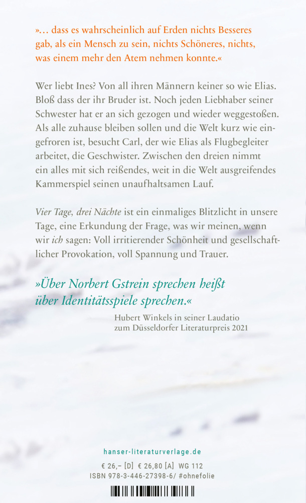 Bild: 9783446273986 | Vier Tage, drei Nächte | Roman | Norbert Gstrein | Buch | 352 S.