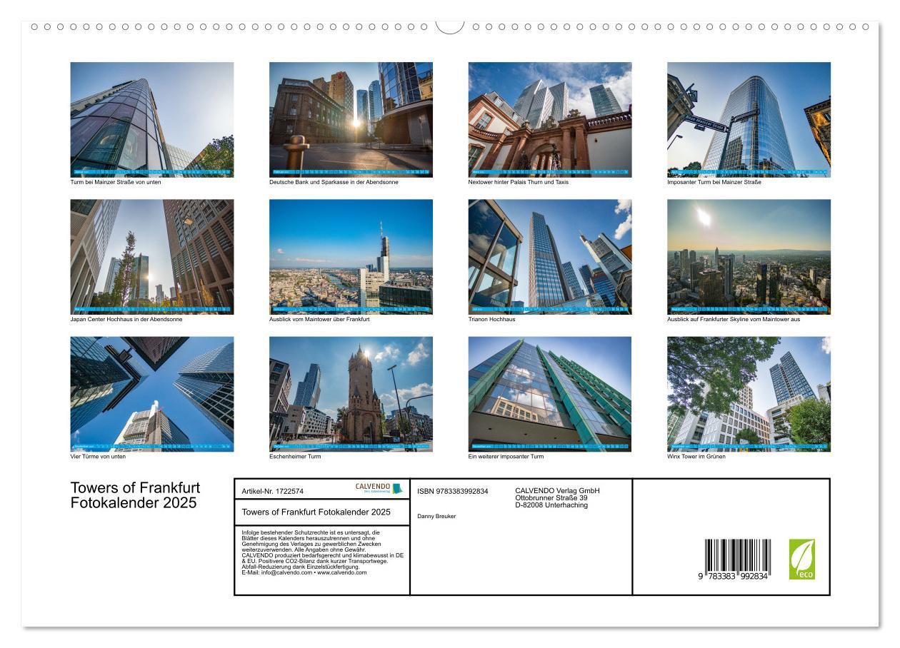 Bild: 9783383992834 | Towers of Frankfurt Fotokalender 2025 (hochwertiger Premium...