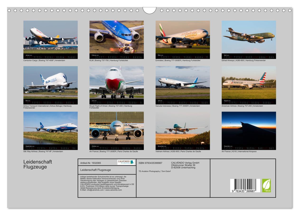 Bild: 9783435399987 | Leidenschaft Flugzeuge (Wandkalender 2025 DIN A3 quer), CALVENDO...