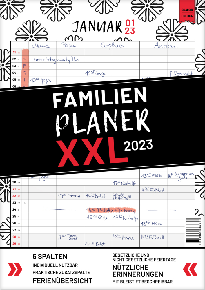 Cover: 9783969667781 | XXL Familienplaner 2024 zum Aufhängen in DIN A3. Hochwertiger und...