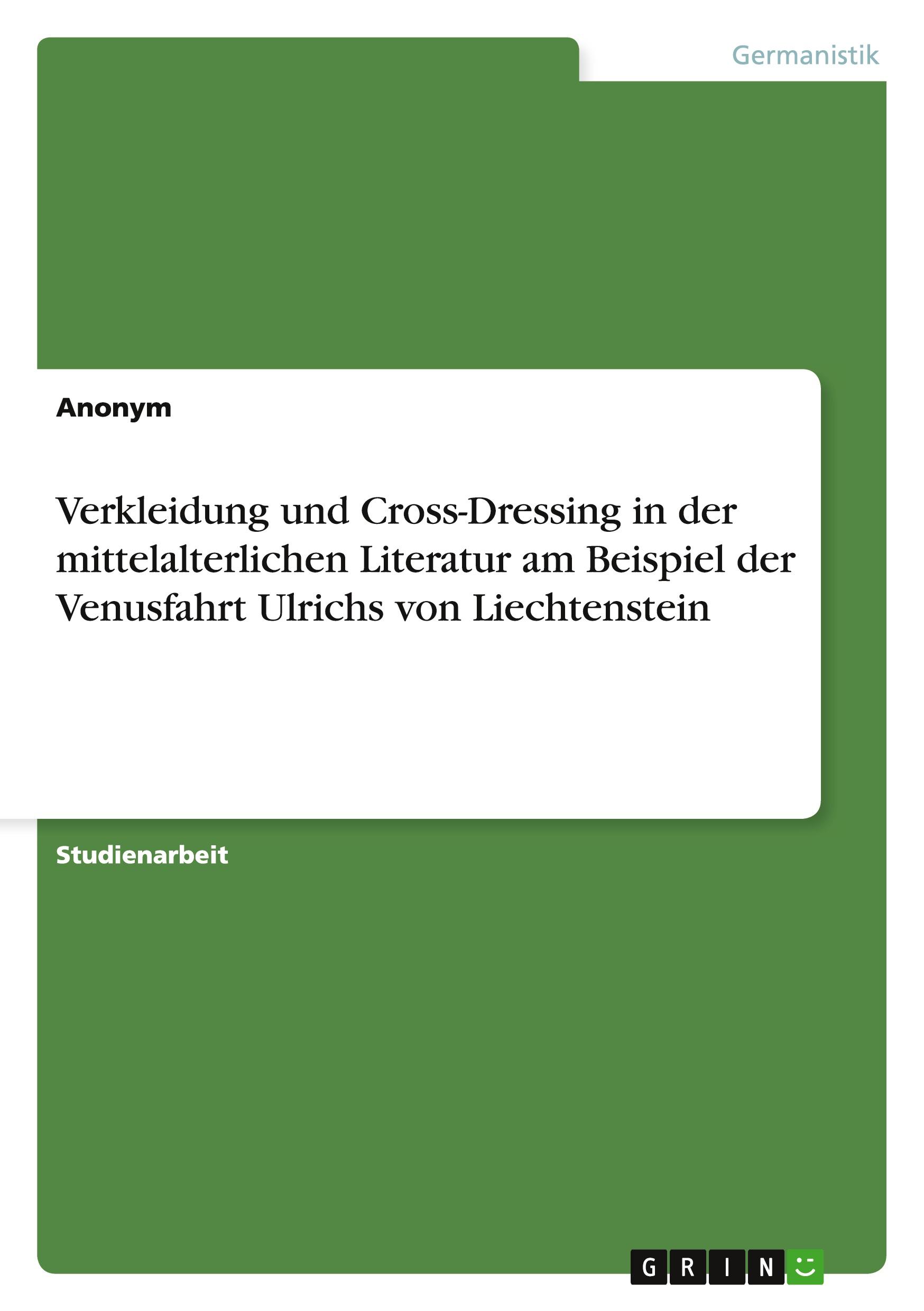 Cover: 9783640983490 | Verkleidung und Cross-Dressing in der mittelalterlichen Literatur...