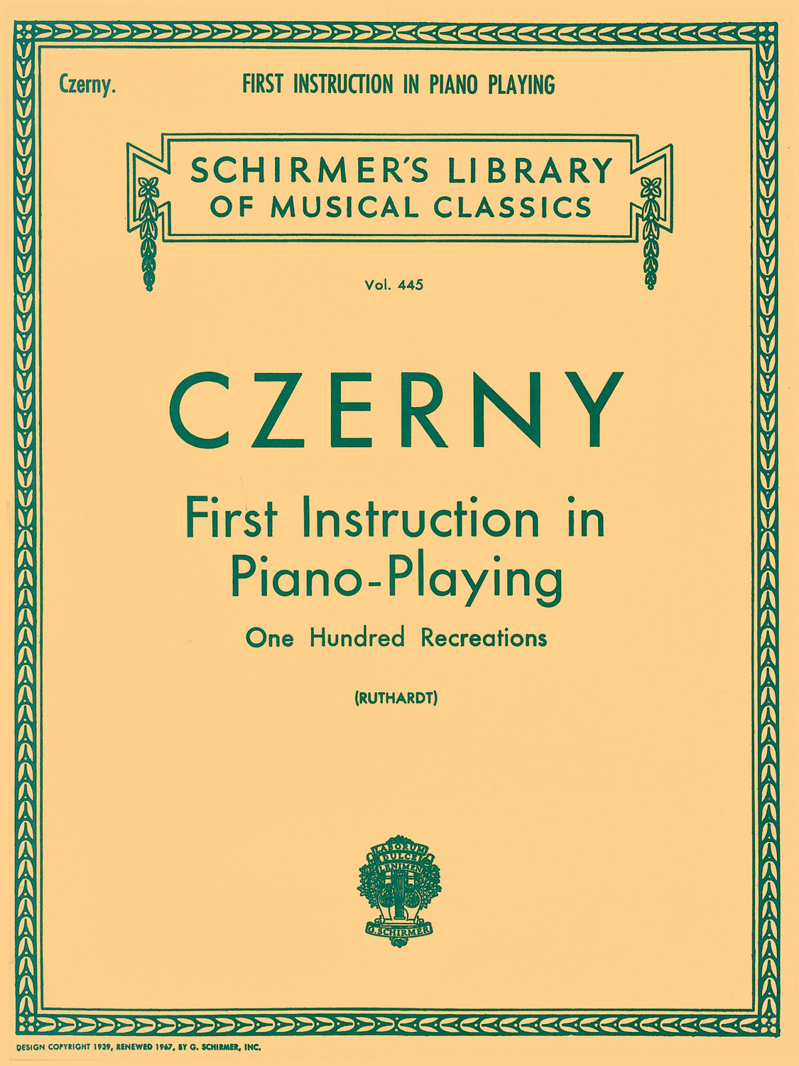 Cover: 73999550009 | First Instruction In Piano Playing | 100 Recreations | Carl Czerny