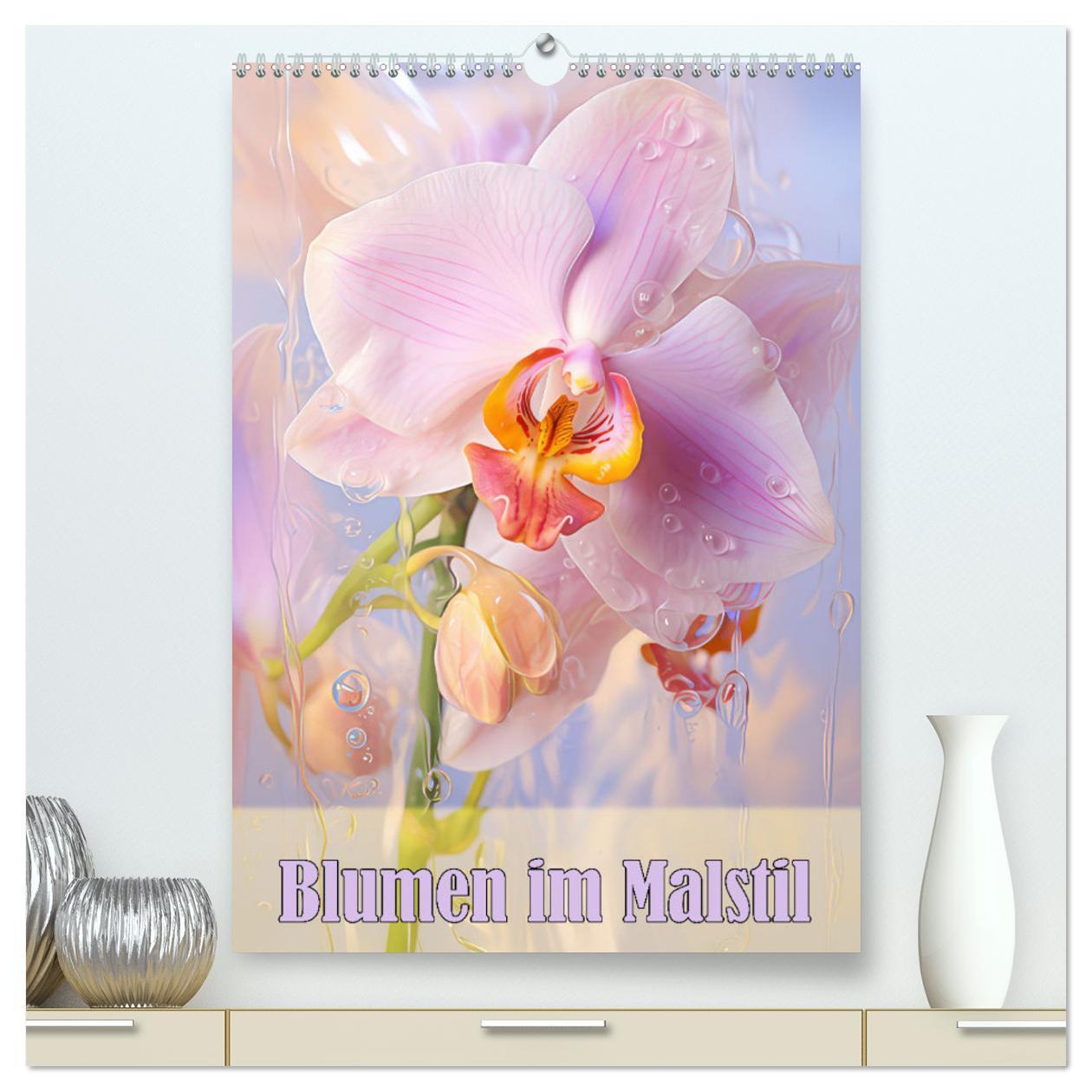 Cover: 9783383721915 | Blumen im Malstil (hochwertiger Premium Wandkalender 2024 DIN A2...