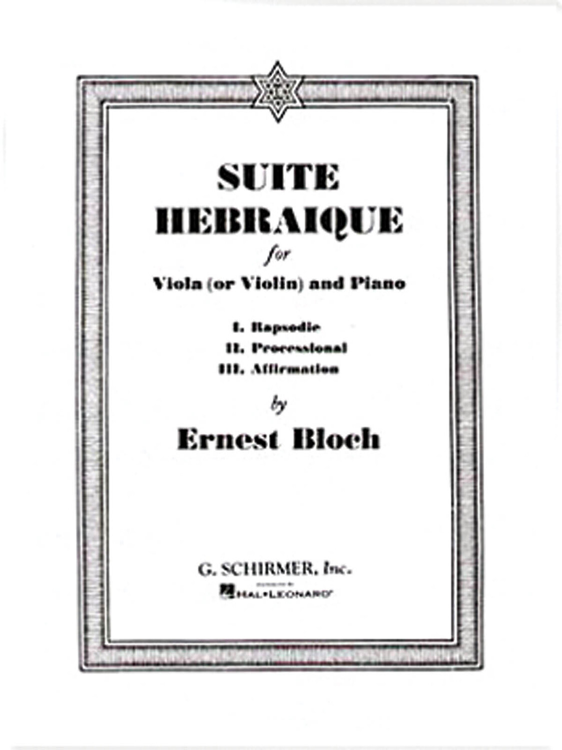 Cover: 73999860801 | Suite Hebraique | Ernest Bloch | String Solo | Buch | 1986