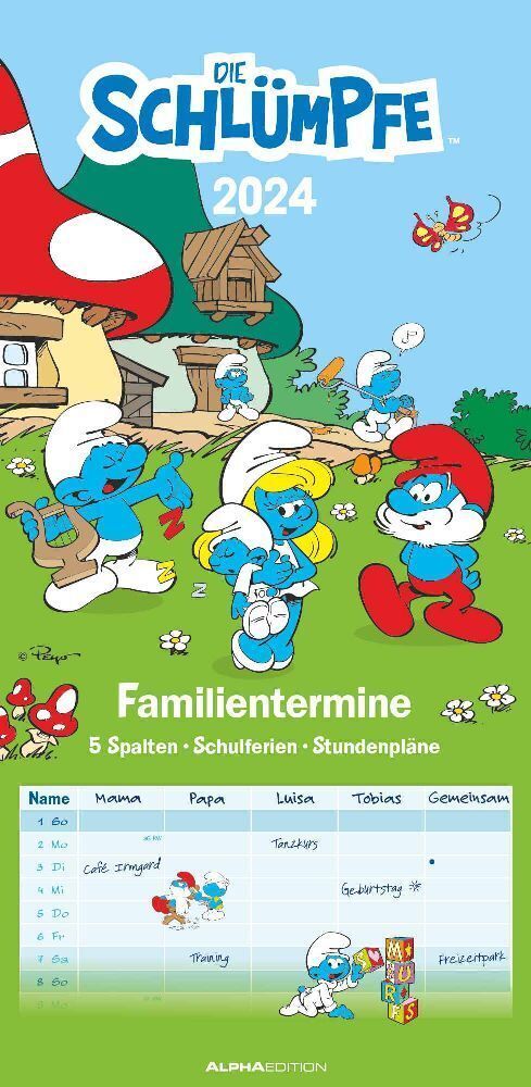 Cover: 4251732335069 | Familientermine Die Schlümpfe 2024 - Familien-Timer 22x45 cm - mit...