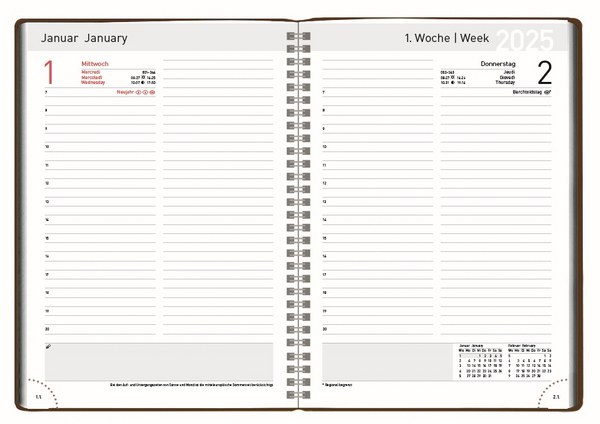 Bild: 9783731881452 | ReLeather Daily braun 2025 | Korsch Verlag | Kalender | Spiralbindung