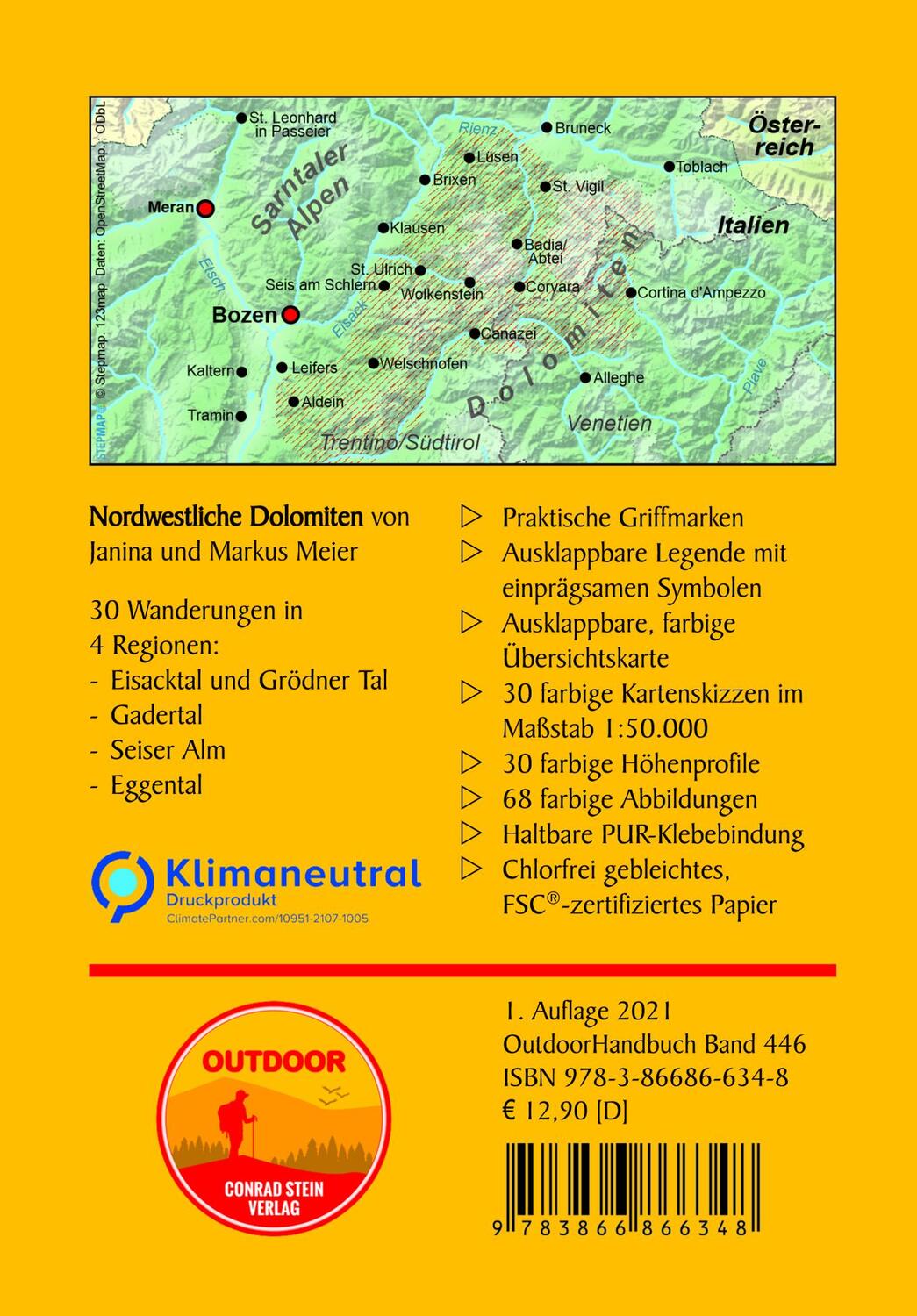 Rückseite: 9783866866348 | Nordwestliche Dolomiten | 30 Wanderungen zu Gipfeln und Hütten | Buch