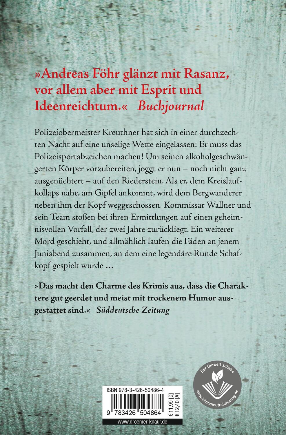 Rückseite: 9783426504864 | Schafkopf | Andreas Föhr | Taschenbuch | Ein Wallner & Kreuthner Krimi