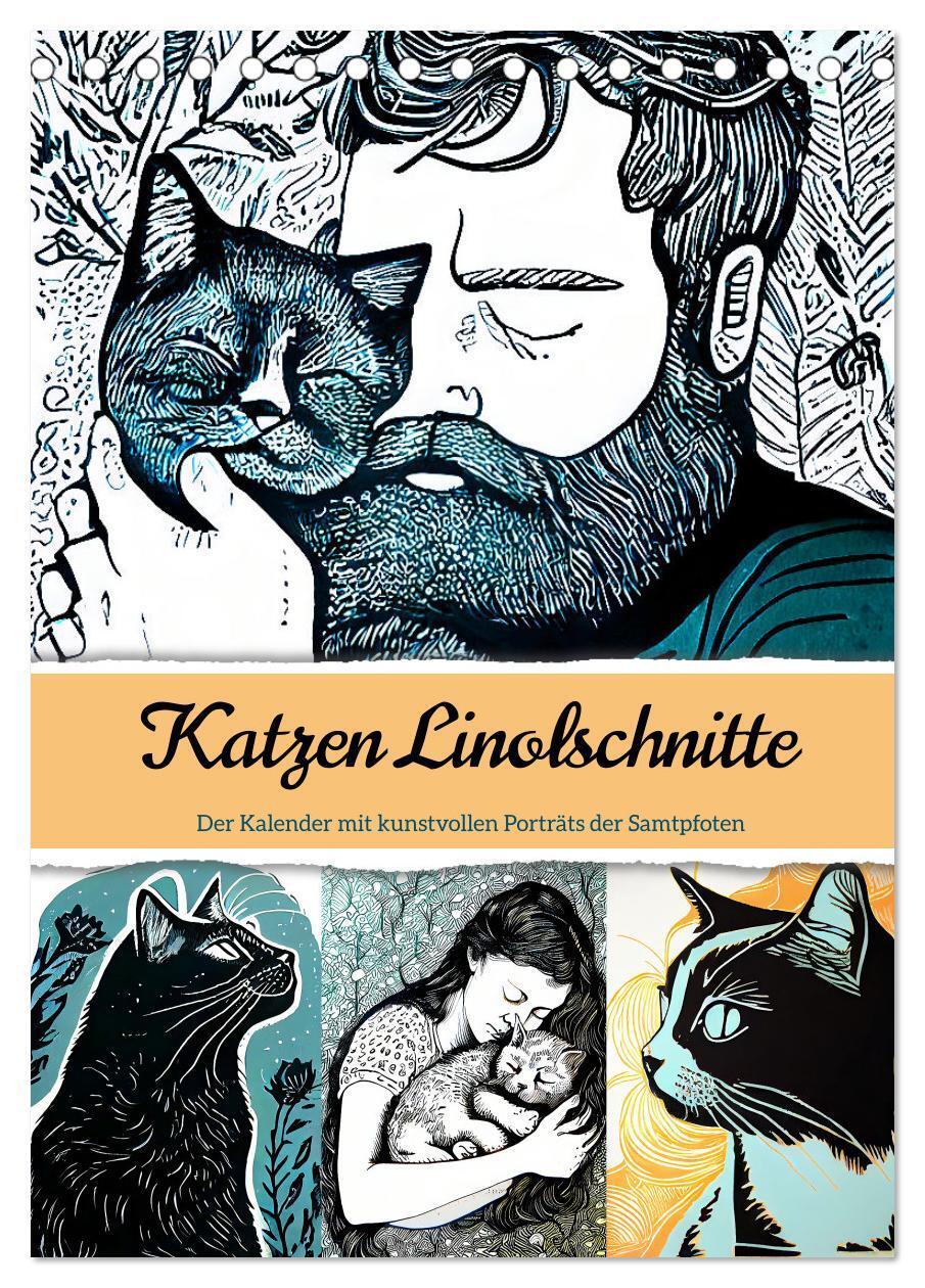 Cover: 9783675416246 | Katzen Linolschnitt - Der Kalender mit kunstvollen Porträts der...