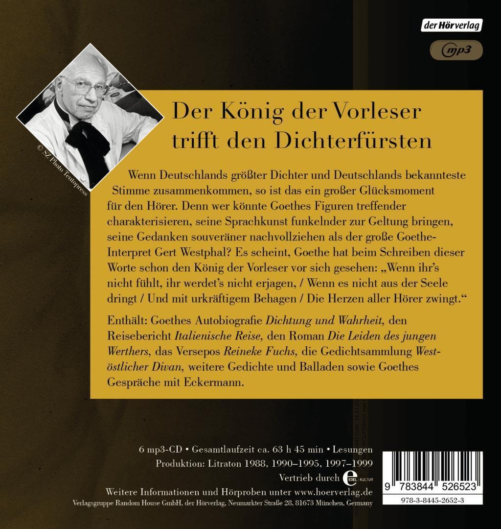 Bild: 9783844526523 | Gert Westphal liest Johann Wolfgang von Goethe | Goethe | MP3 | 6