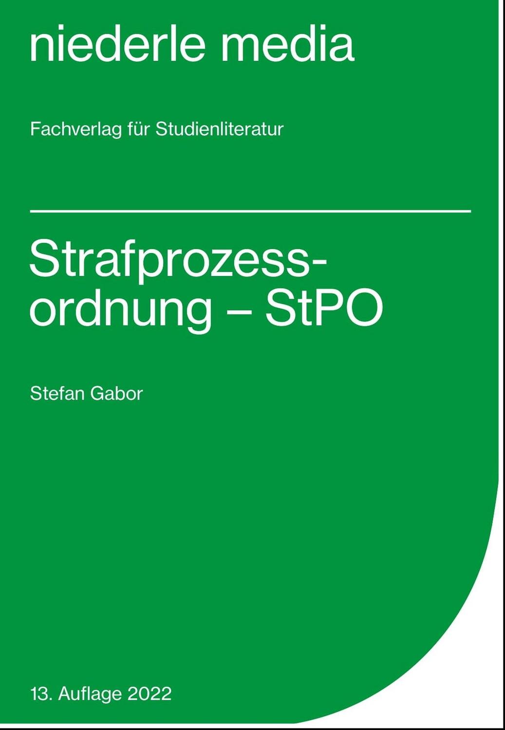Cover: 9783867241281 | Strafprozessordnung - StPO - | Stefan Gabor | Taschenbuch | Deutsch
