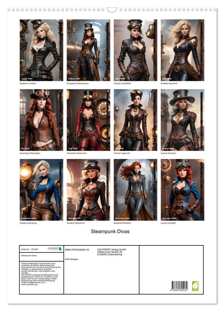 Bild: 9783435845132 | Steampunk Divas (Wandkalender 2025 DIN A2 hoch), CALVENDO...