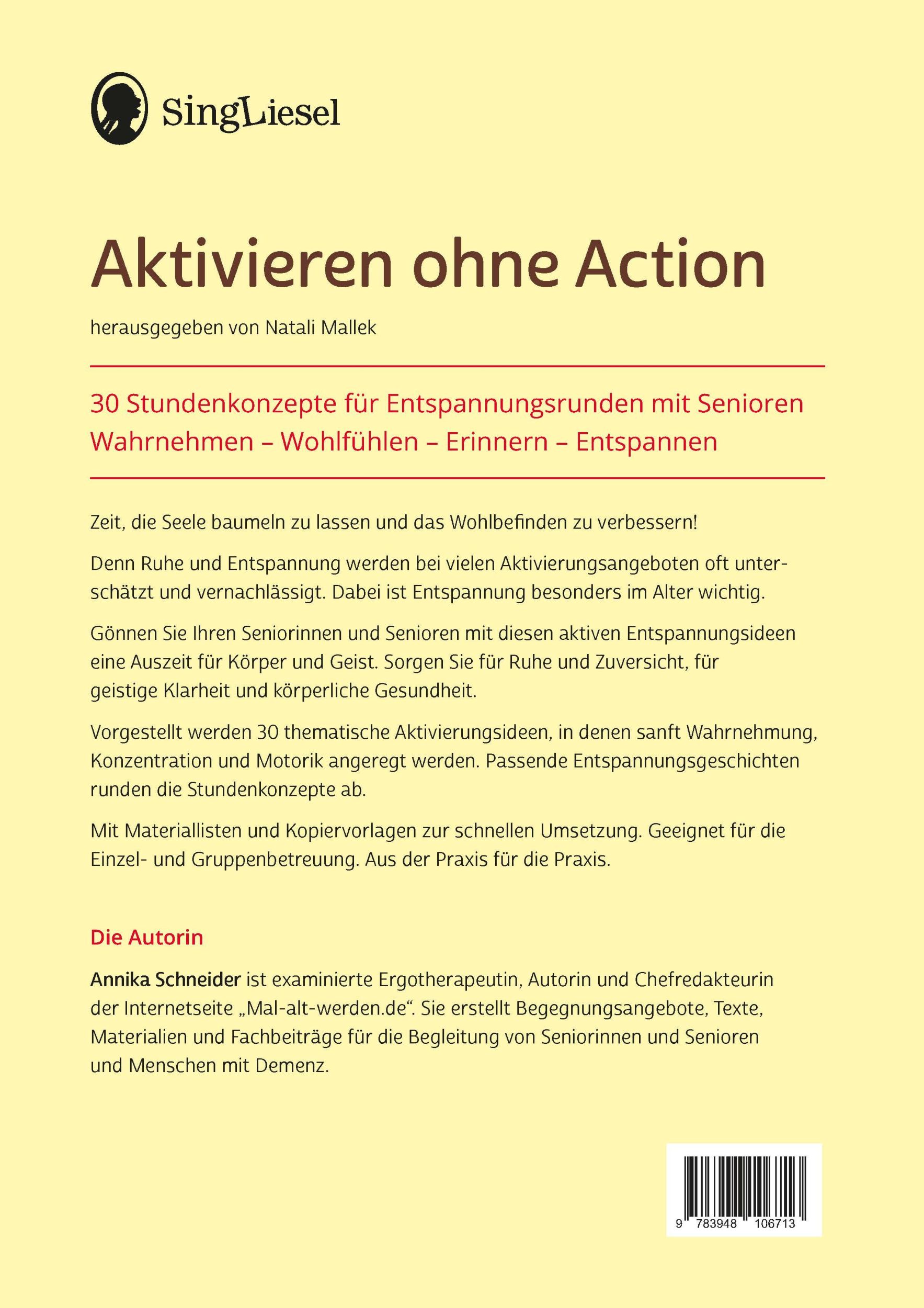 Bild: 9783948106713 | Aktivieren ohne Action | 30 Ideen zum aktiven Entspannen für Senioren