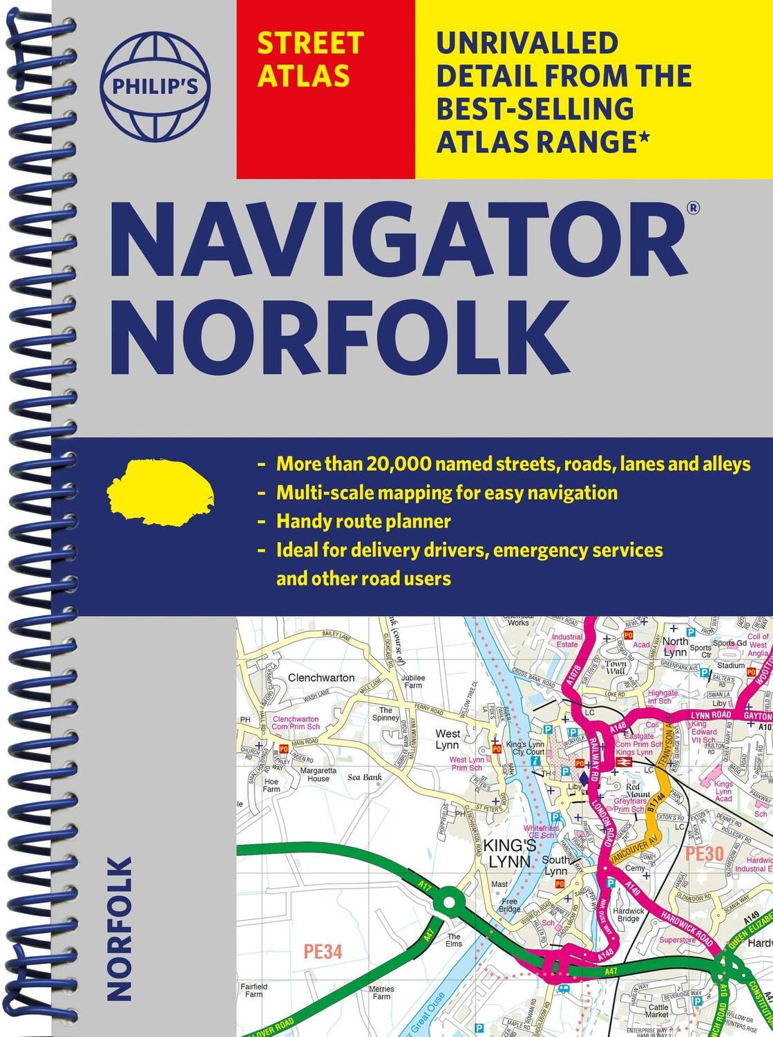 Cover: 9781849076432 | Philip's Navigator Street Atlas Norfolk | Philip'S Maps | Taschenbuch