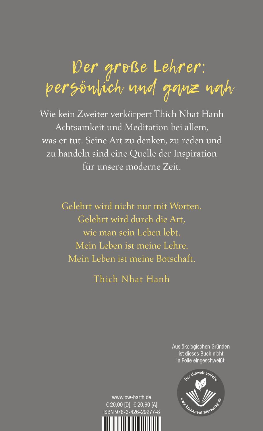 Rückseite: 9783426292778 | Mein Leben ist meine Lehre | Thich Nhat Hanh | Buch | 240 S. | Deutsch