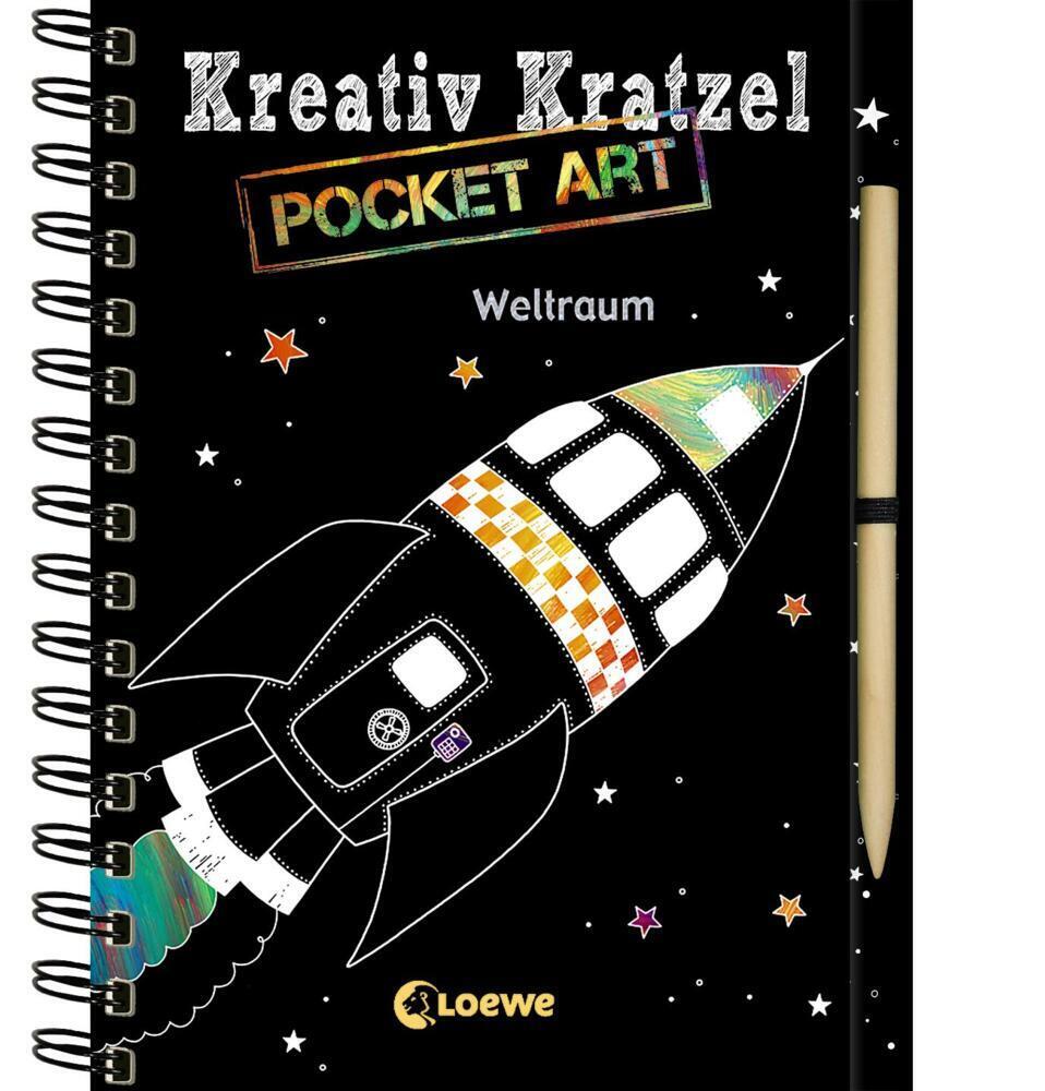 Cover: 9783785583371 | Kreativ-Kratzel Pocket Art: Weltraum | Loewe Kratzel-Welt (u. a.)
