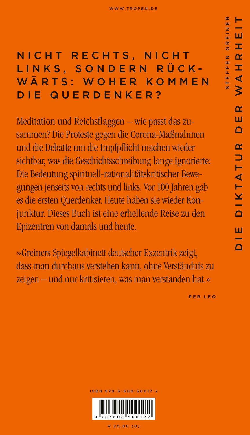 Rückseite: 9783608500172 | Die Diktatur der Wahrheit | Eine Zeitreise zu den ersten Querdenkern