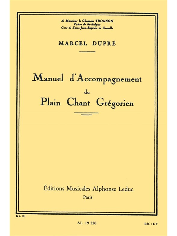 Cover: 9790046195204 | Manuel d'accompagnement du plain chant grégorien | Marcel Dupré | Buch