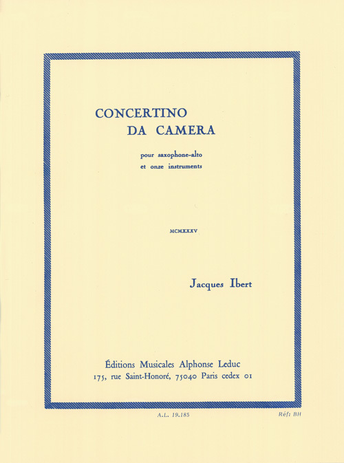 Cover: 9790046191855 | Concertino Da Camera | solopart and piano | Jacques Ibert