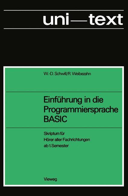 Cover: 9783528233228 | Einführung in die Programmiersprache BASIC | Wolf-Dietrich Schwill