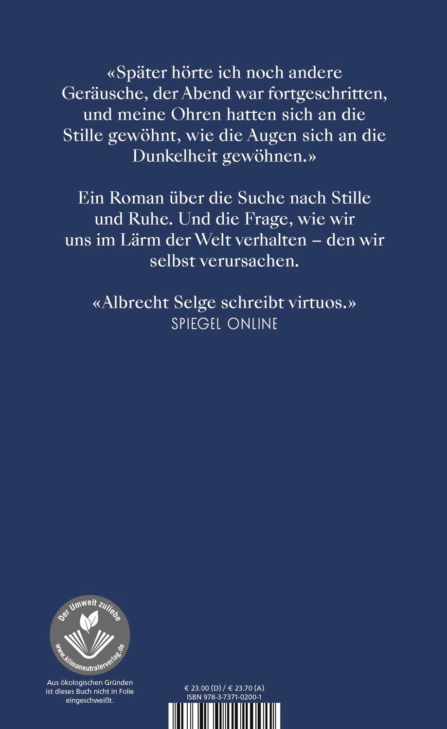 Rückseite: 9783737102001 | Silence | Albrecht Selge | Buch | 176 S. | Deutsch | 2024