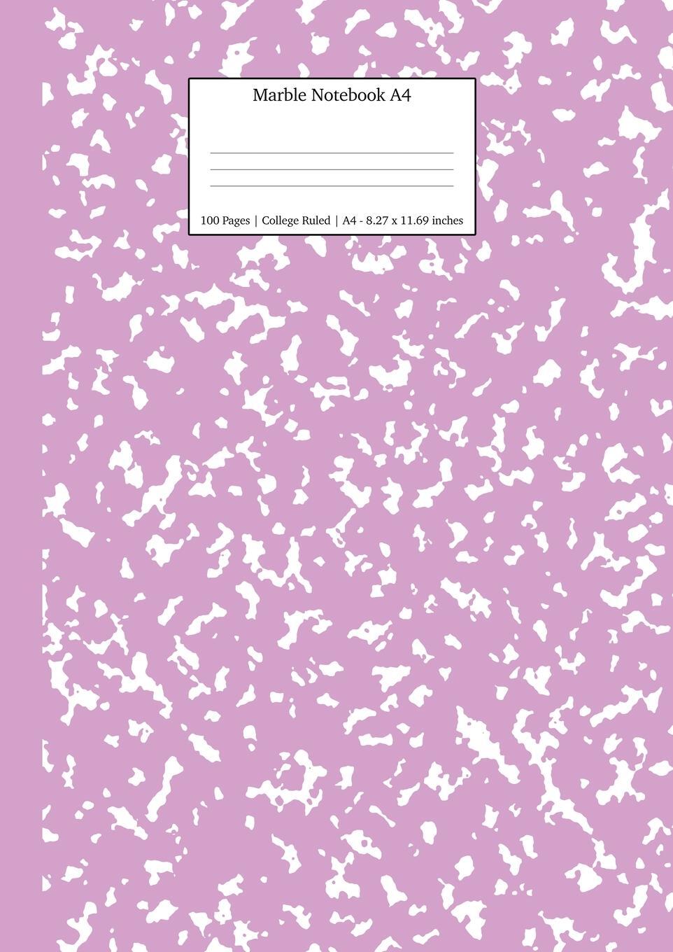 Cover: 9781989387795 | Marble Notebook A4 | Lavender Marble College Ruled Journal | Press