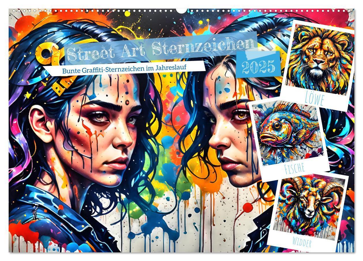 Cover: 9783457130032 | Street Art Sternzeichen (Wandkalender 2025 DIN A2 quer), CALVENDO...