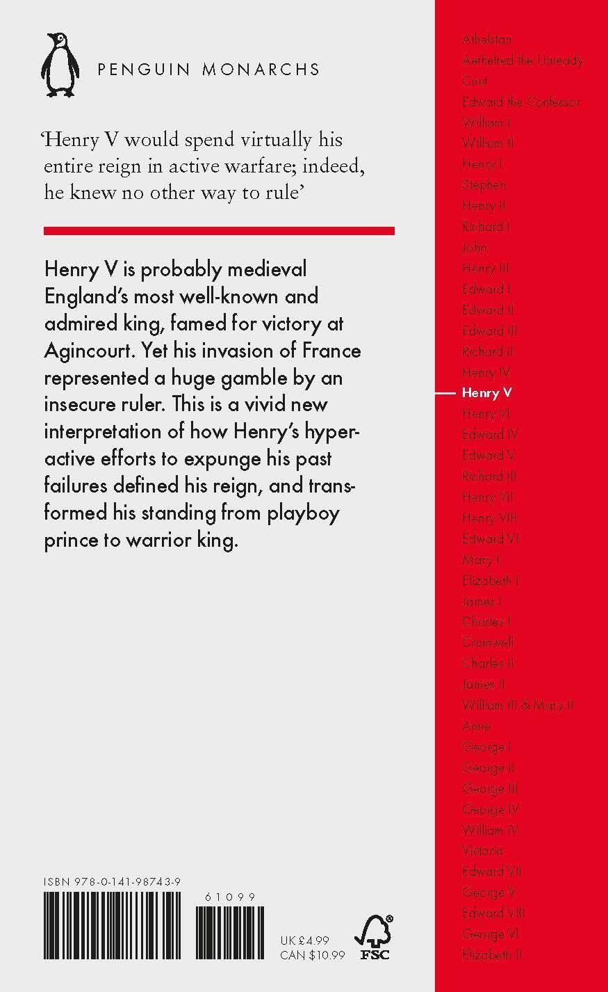 Rückseite: 9780141987439 | Henry V (Penguin Monarchs) | From Playboy Prince to Warrior King