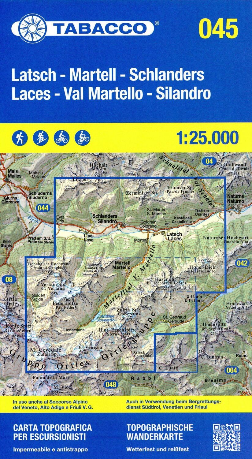 Cover: 9788883151767 | Tabacco Wandern Latsch Martell 1:25000 | Tabacco Wanderkarte 1:25000