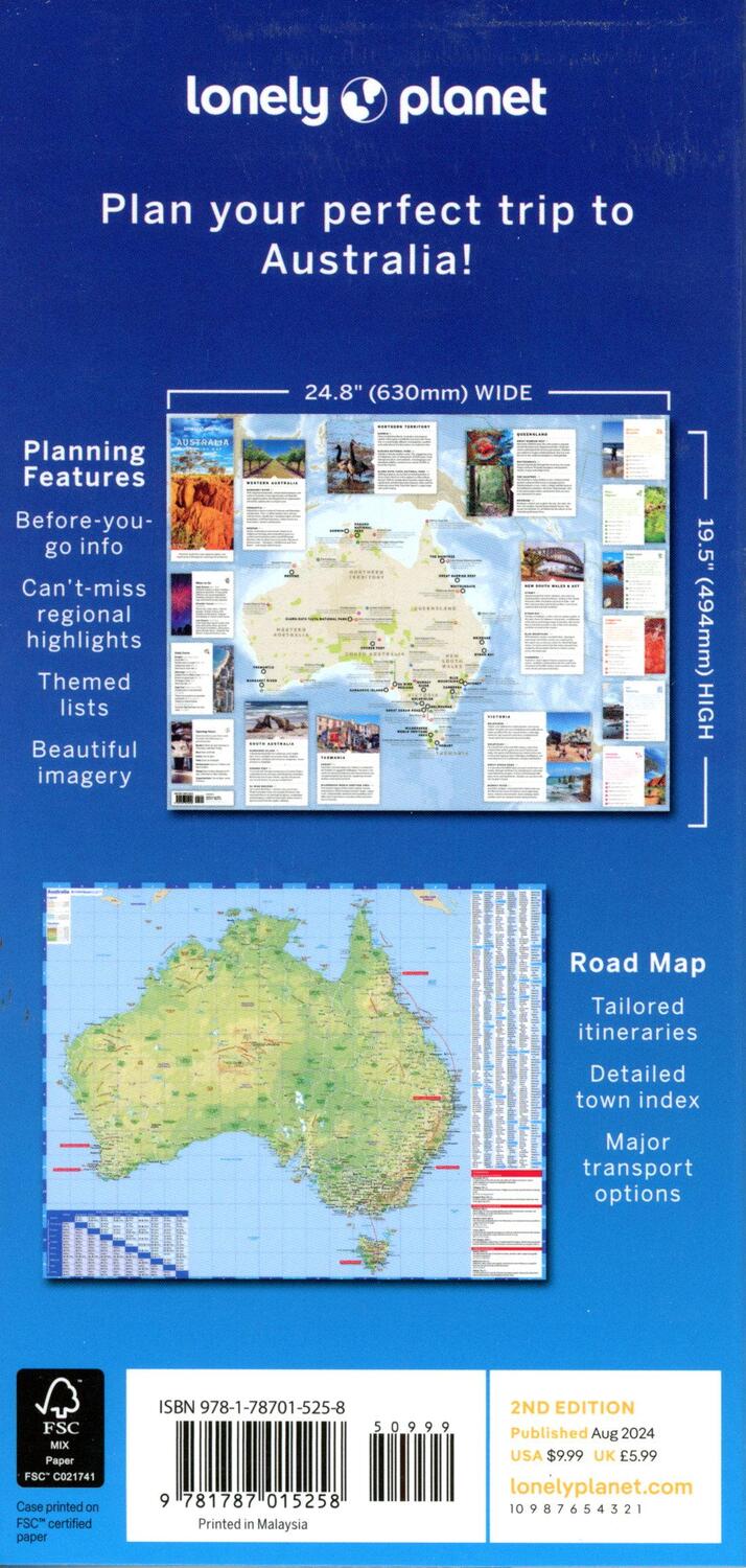 Bild: 9781787015258 | Lonely Planet Australia Planning Map | (Land-)Karte | LP Travel Guide