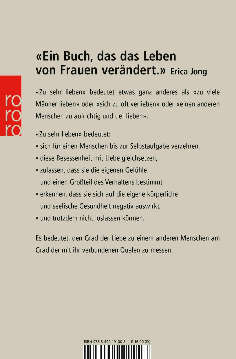 Rückseite: 9783499191008 | Wenn Frauen zu sehr lieben | Die heimliche Sucht, gebraucht zu werden