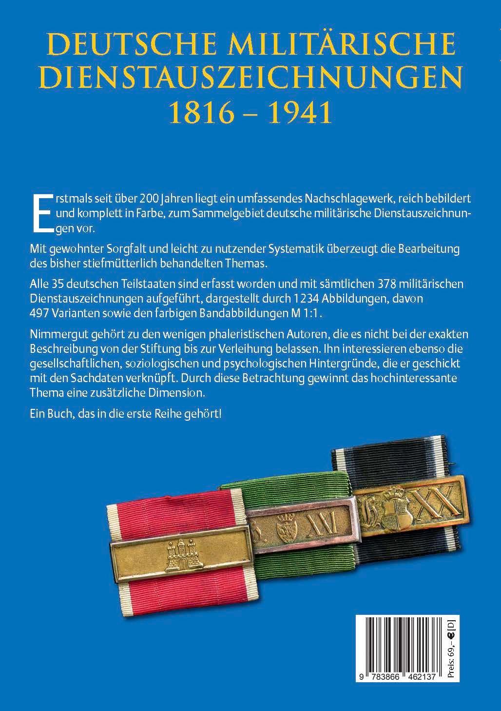 Rückseite: 9783866462137 | Deutsche militärische Dienstauszeichnungen 1816 - 1941 | Nimmergut