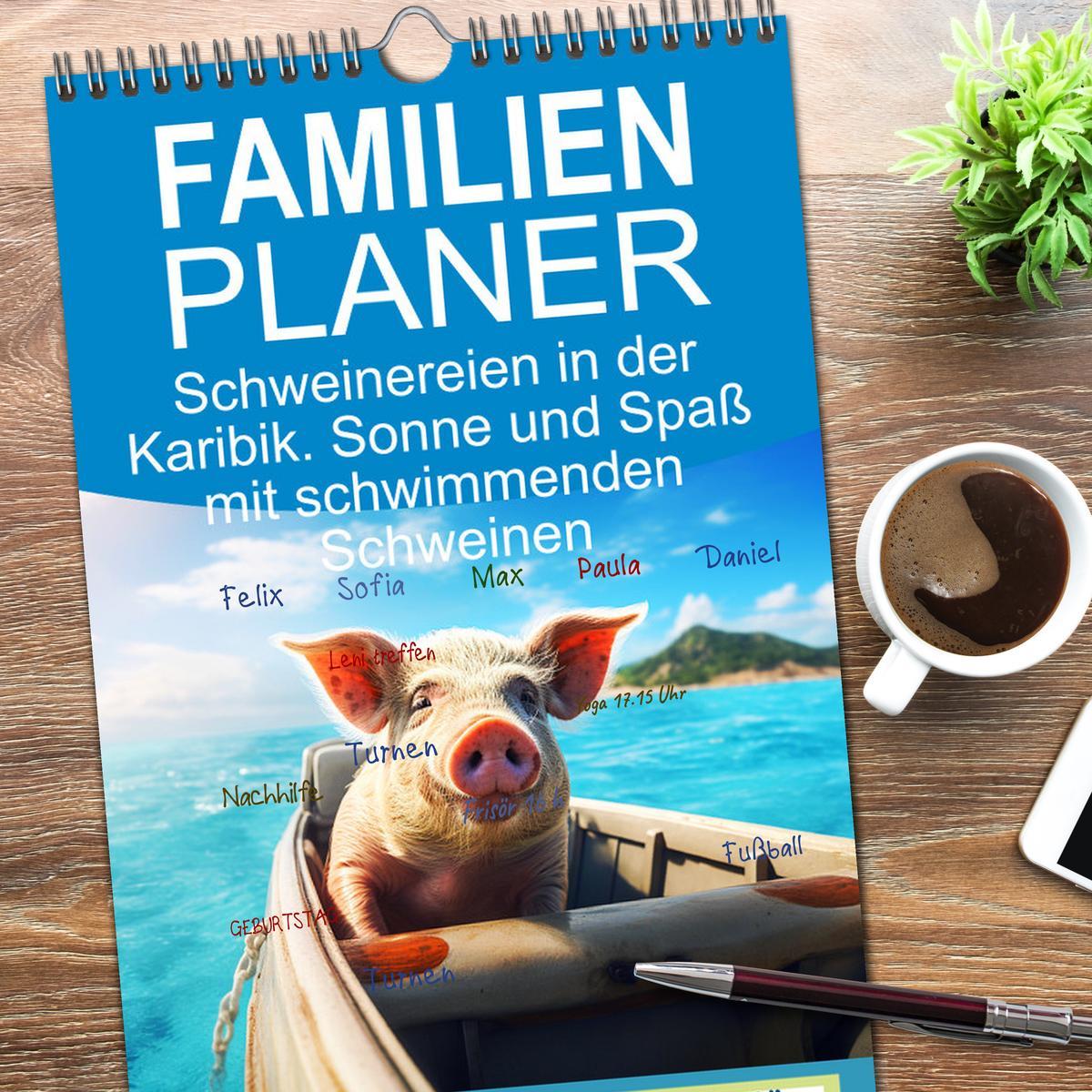 Bild: 9783457133903 | Familienplaner 2025 - Schweinereien in der Karibik. Sonne und Spaß...