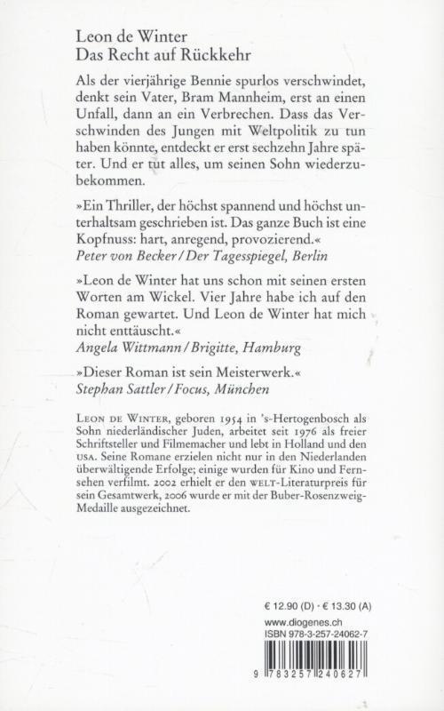 Rückseite: 9783257240627 | Das Recht auf Rückkehr | Leon de Winter | Taschenbuch | Deutsch | 2010