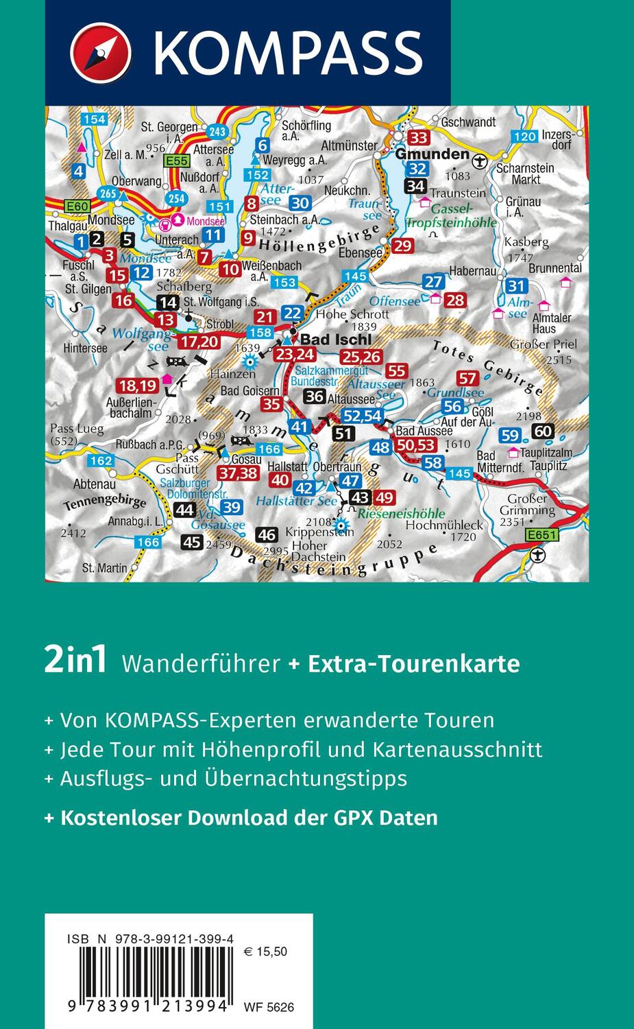 Rückseite: 9783991213994 | KOMPASS Wanderführer Salzkammergut, 60 Touren | Wolfgang Heitzmann